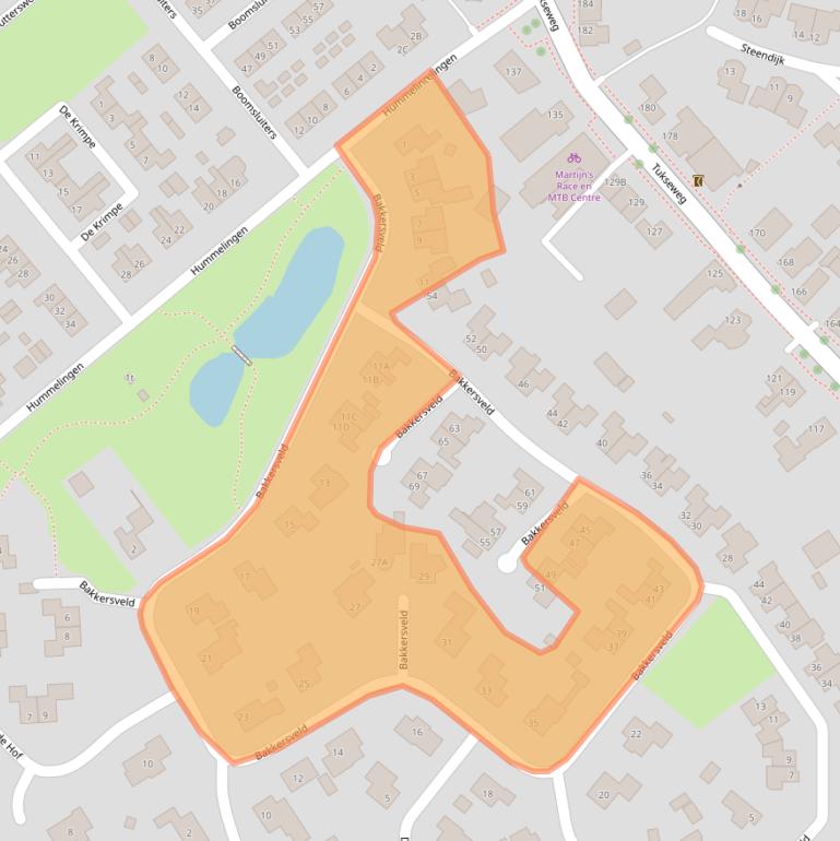 Kaart van postcodegebied 8334NE.