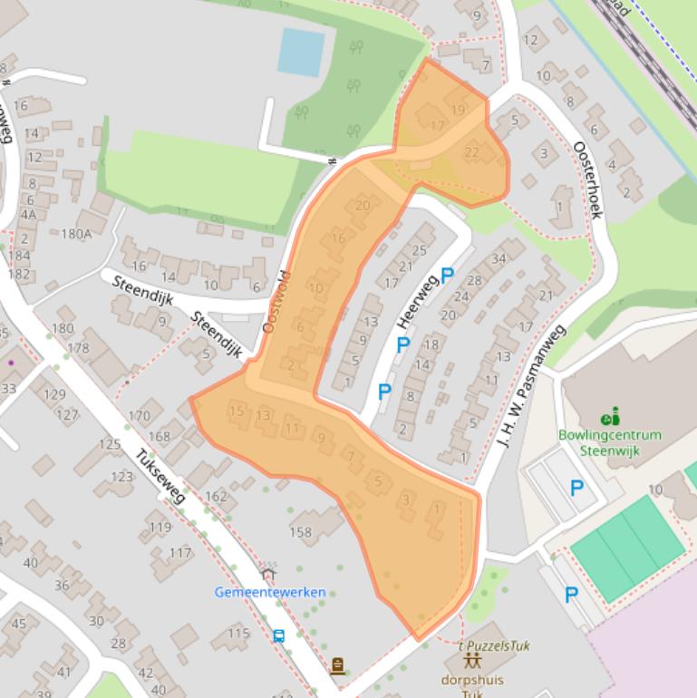 Kaart van postcodegebied 8334RJ.