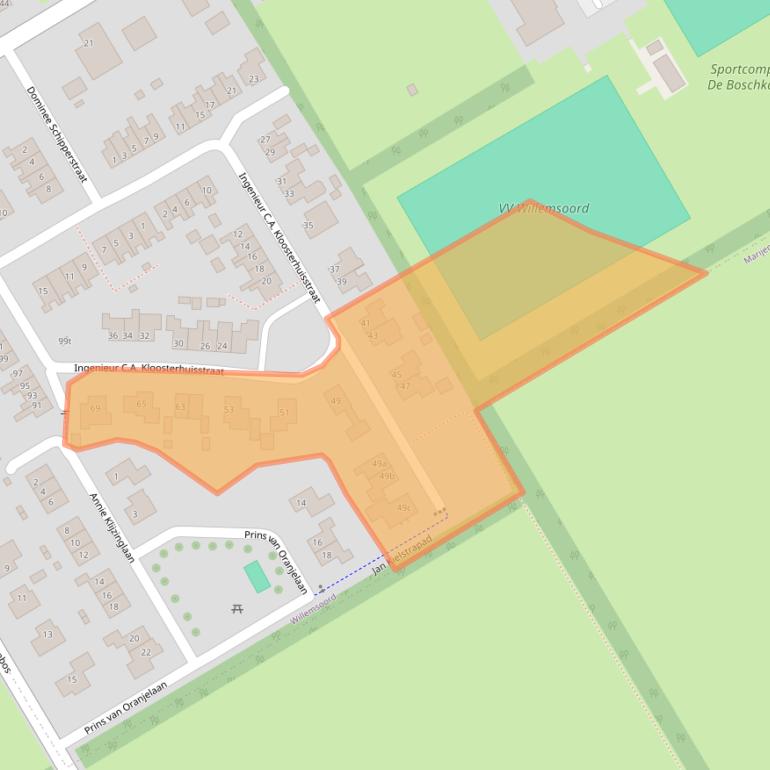 Kaart van postcodegebied 8338SC.