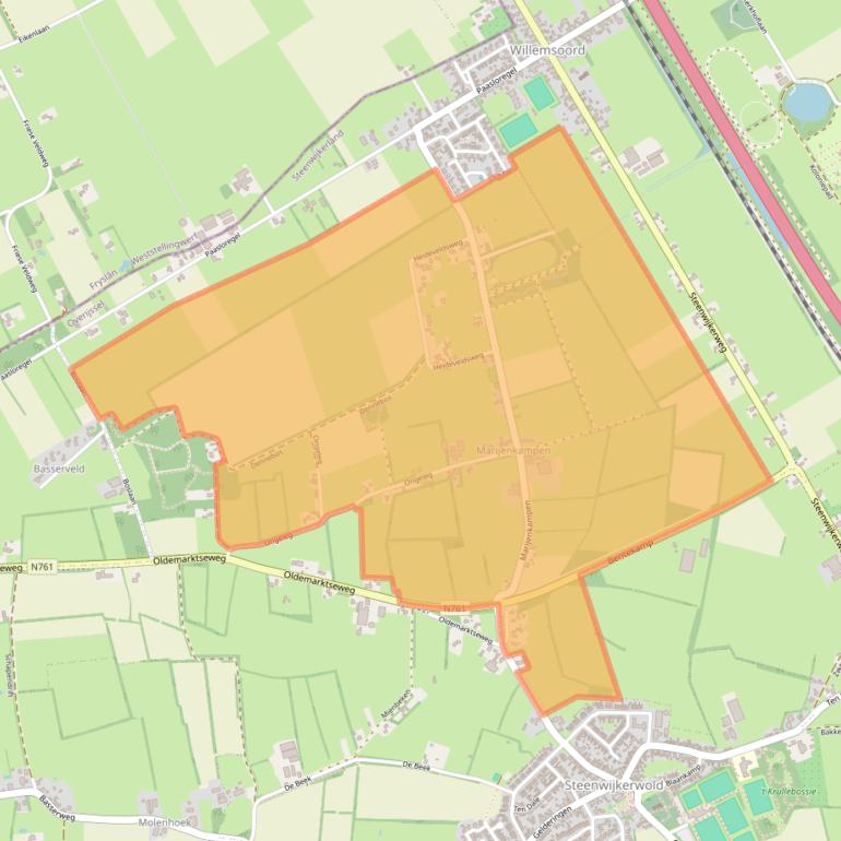Kaartafbeelding, ingezoomd op postcodegebied 8339.
