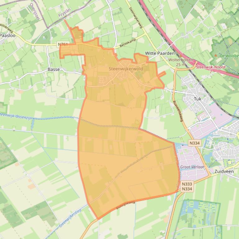 Kaart van postcodegebied 8341.