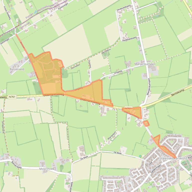 Kaart van postcodegebied 8341SJ.