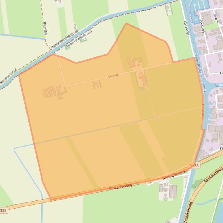 Kaart van postcodegebied 8341TS.