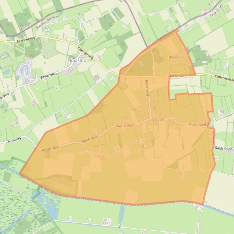 Kaartafbeelding, ingezoomd op postcodegebied 8342.