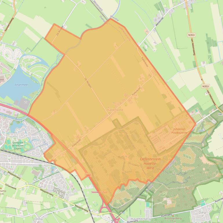 Kaart van postcodegebied 8345.