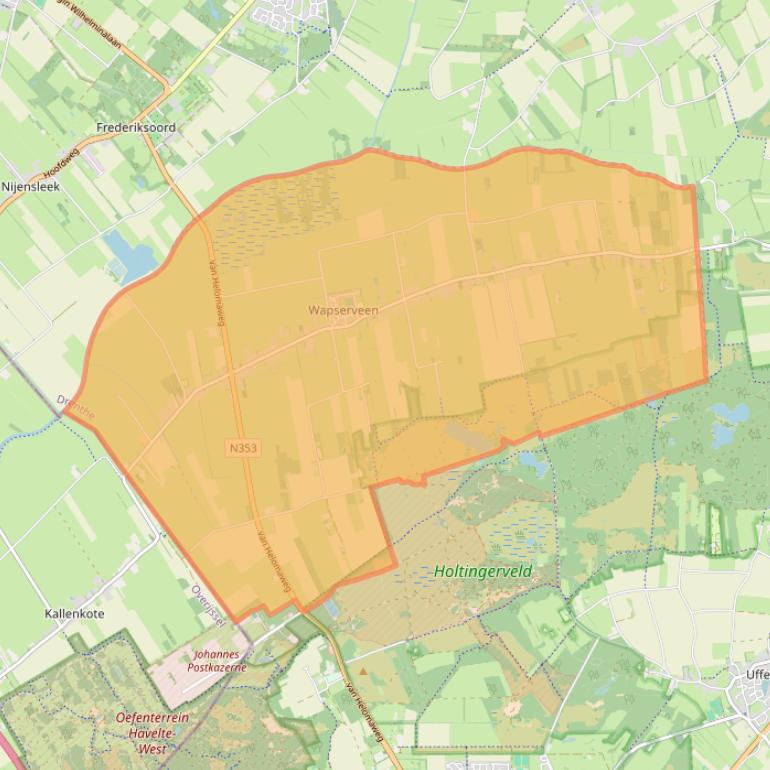 Kaart van postcodegebied 8351.