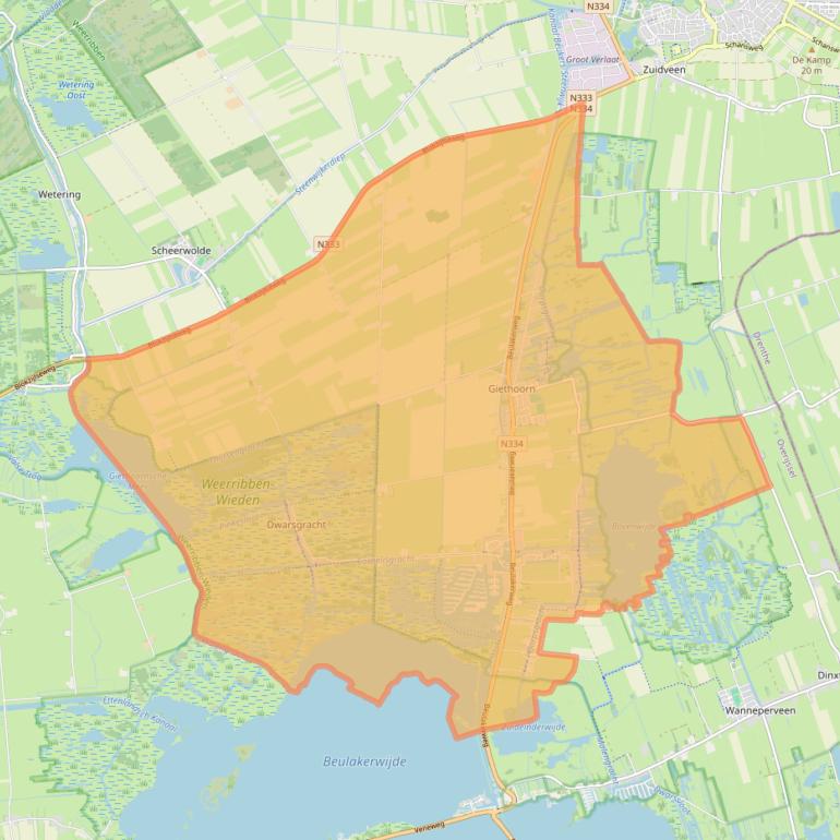 Kaart van postcodegebied 8355.