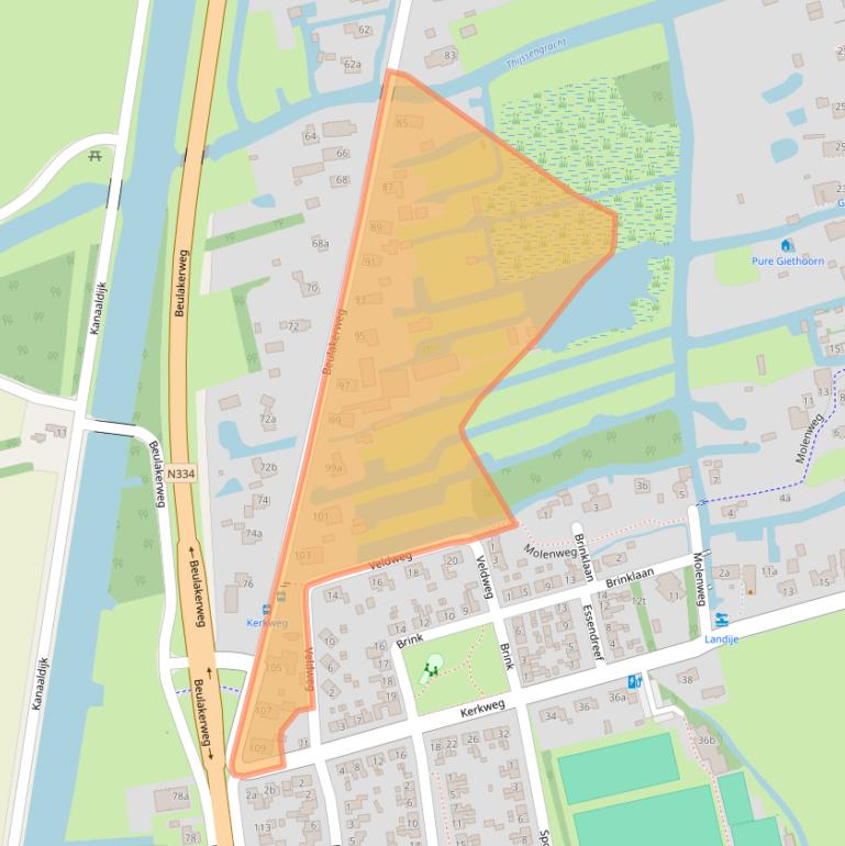 Kaart van postcodegebied 8355AD.