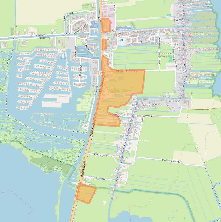 Kaart van postcodegebied 8355AG.