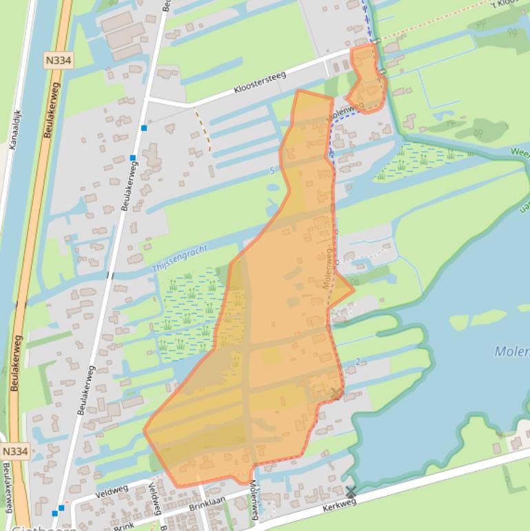 Kaart van postcodegebied 8355AS.