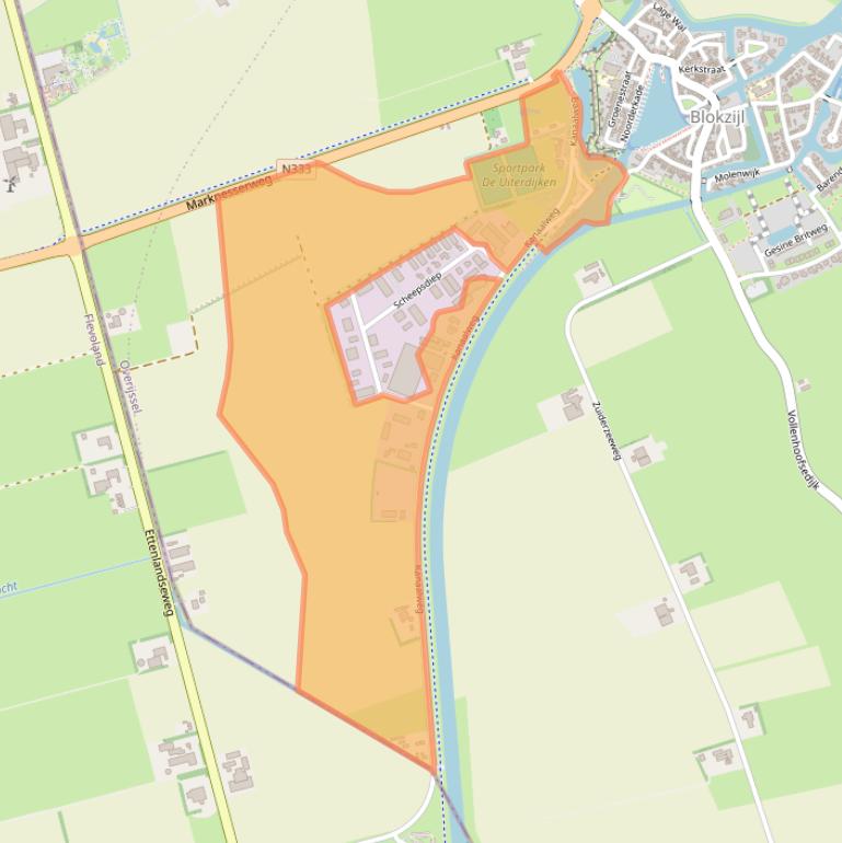 Kaart van postcodegebied 8356VS.