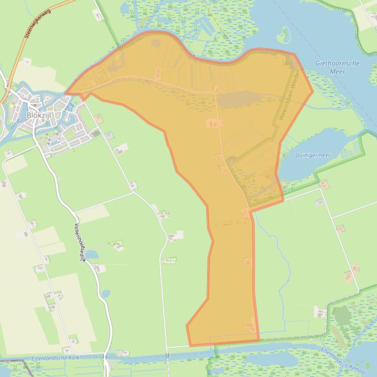 Kaart van postcodegebied 8356VZ.