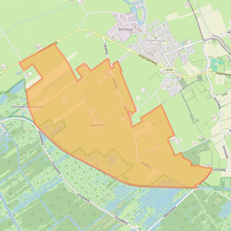 Kaart van postcodegebied 8361.