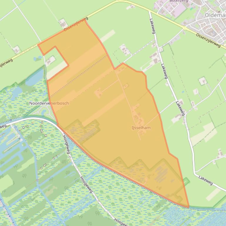 Kaart van postcodegebied 8361EW.