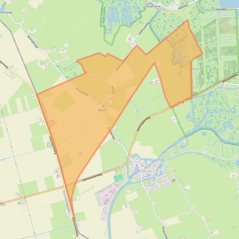 Kaart van postcodegebied 8372.