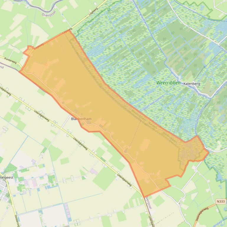 Kaartafbeelding, ingezoomd op postcodegebied 8373.