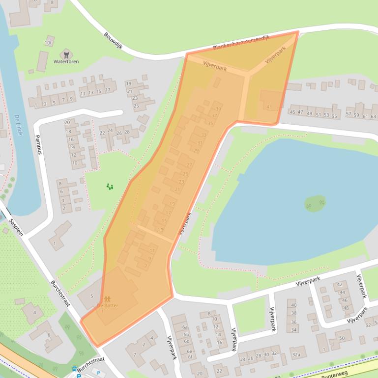 Kaart van postcodegebied 8374KE.