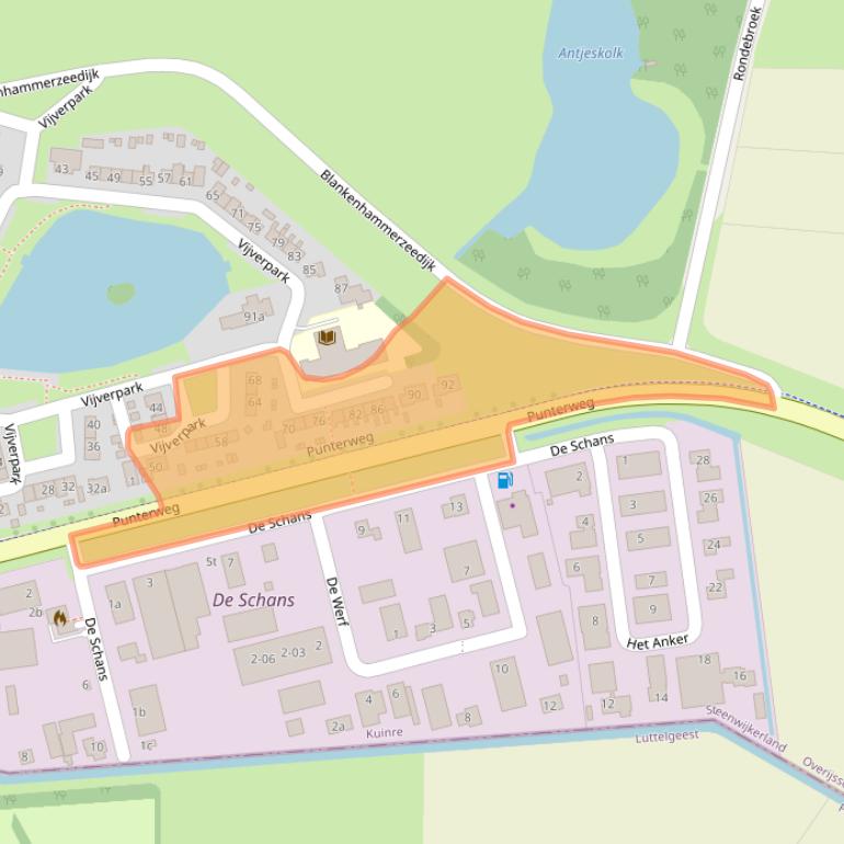 Kaart van postcodegebied 8374KJ.