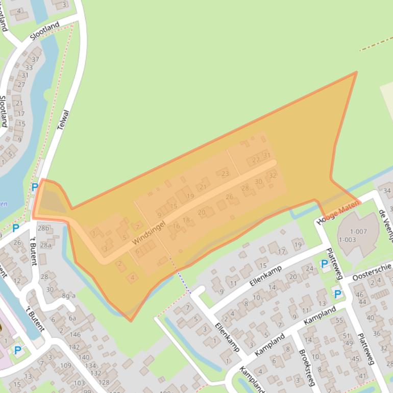 Kaart van postcodegebied 8375EE.