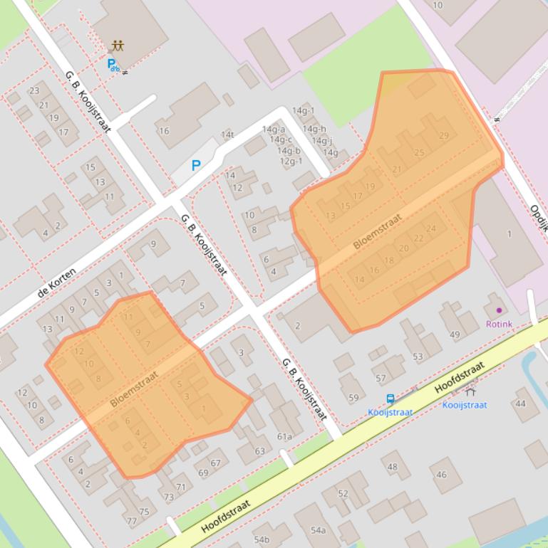 Kaart van postcodegebied 8376HJ.