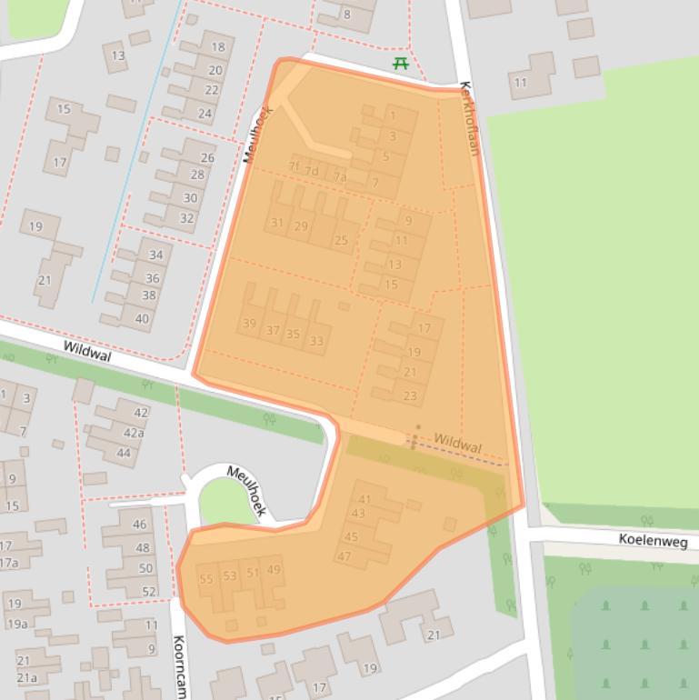 Kaart van postcodegebied 8381BC.