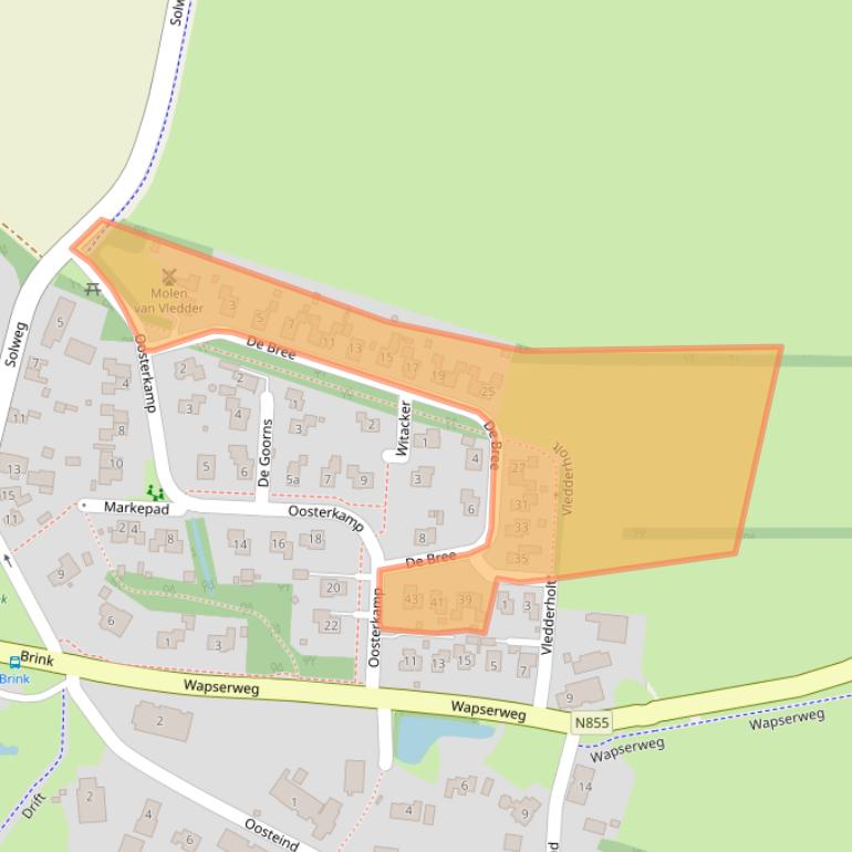 Kaart van postcodegebied 8381BS.