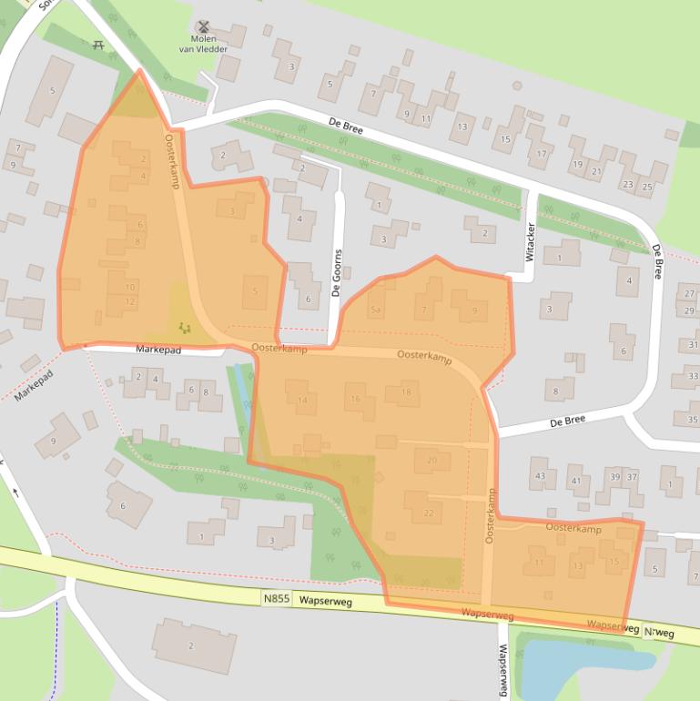 Kaart van postcodegebied 8381BV.