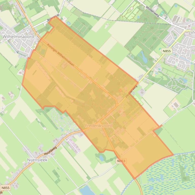 Kaartafbeelding, ingezoomd op postcodegebied 8382.