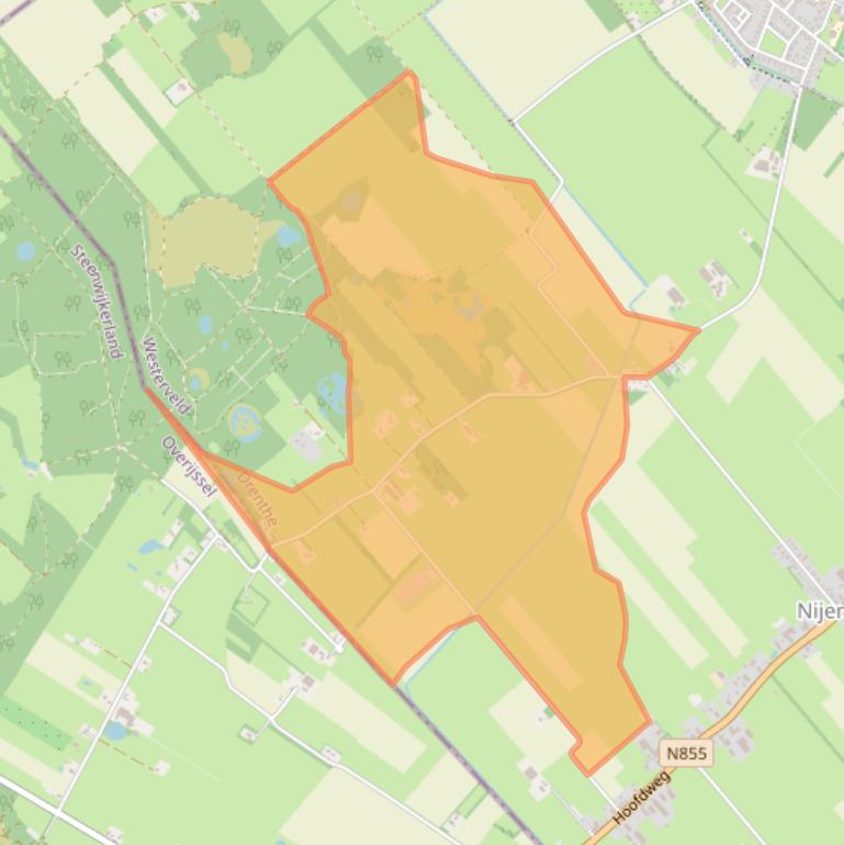 Kaart van postcodegebied 8383EP.