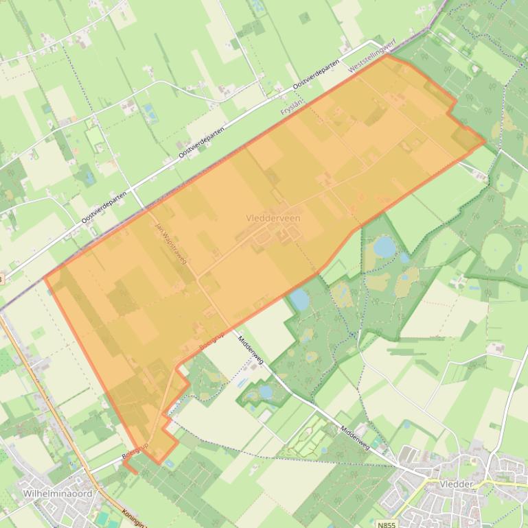 Kaart van postcodegebied 8385.