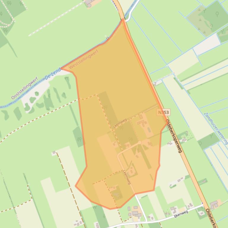 Kaart van postcodegebied 8389TL.