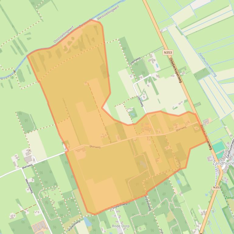 Kaart van postcodegebied 8389TM.