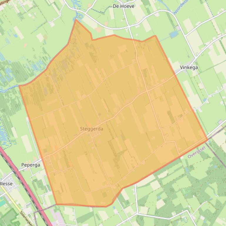 Kaart van postcodegebied 8395.