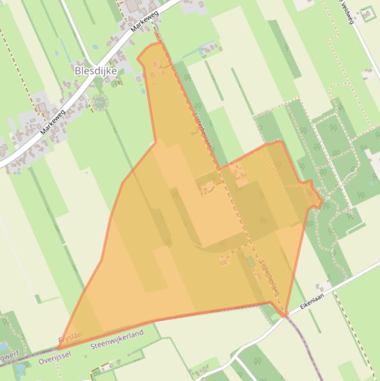 Kaart van postcodegebied 8398GT.