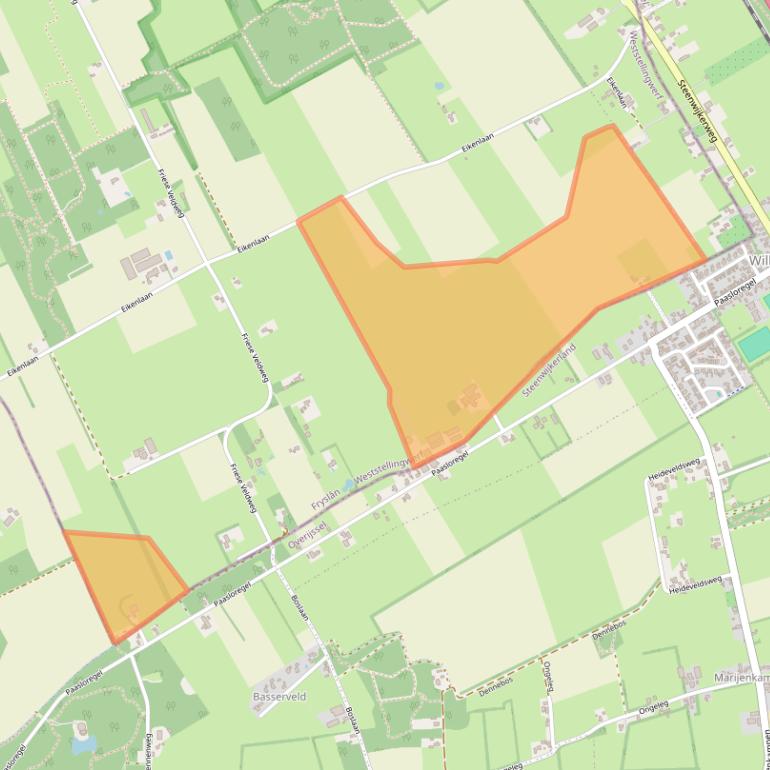 Kaart van postcodegebied 8398SM.