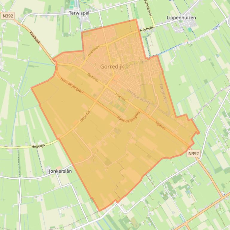 Kaart van postcodegebied 8401.