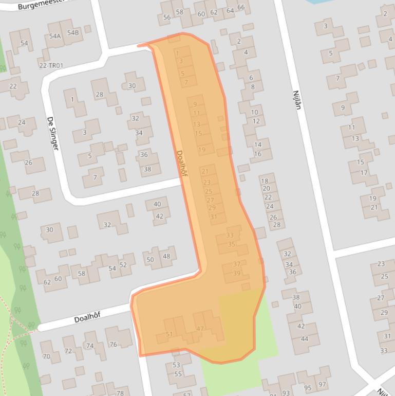 Kaart van postcodegebied 8401XJ.