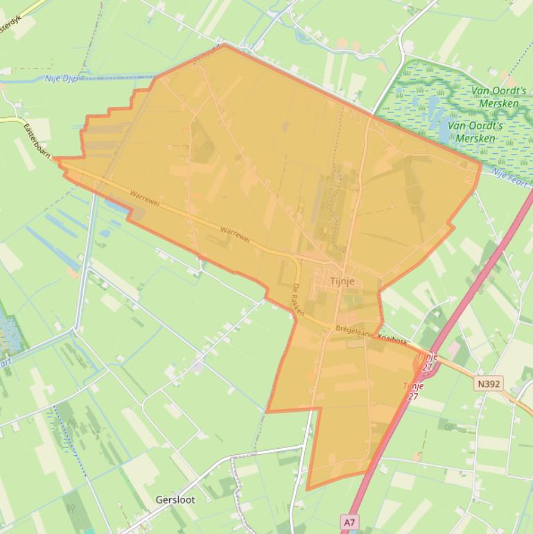 Kaart van postcodegebied 8406.