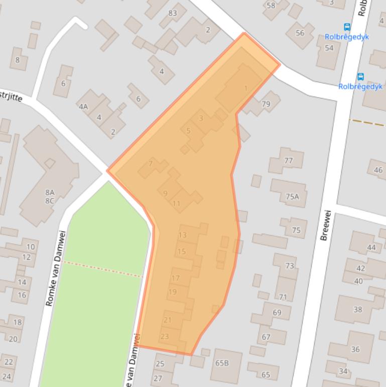 Kaart van postcodegebied 8406EJ.