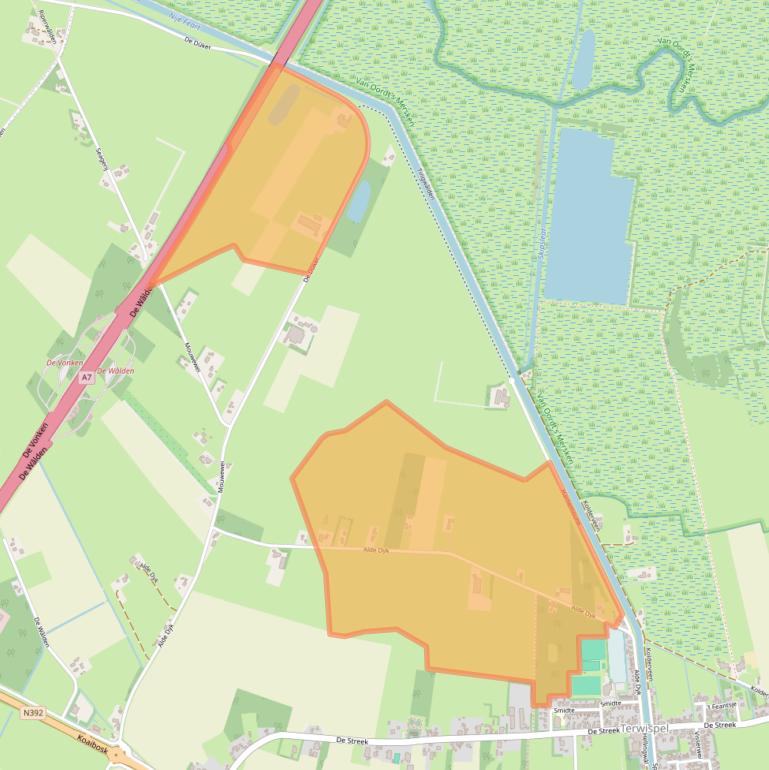 Kaart van postcodegebied 8407AD.