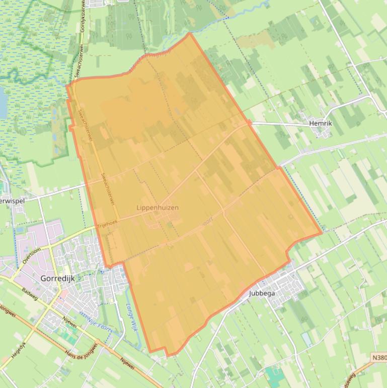 Kaart van postcodegebied 8408.