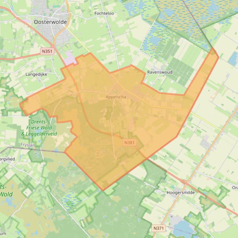 Kaart van postcodegebied 8426.