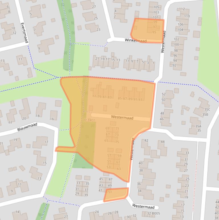 Kaart van postcodegebied 8431TB.
