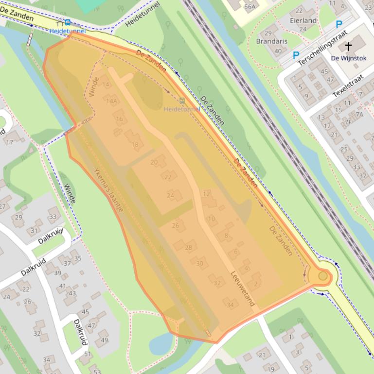 Kaart van postcodegebied 8445RA.