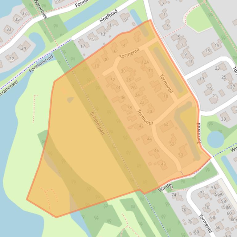 Kaart van postcodegebied 8445RE.