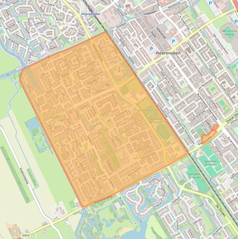 Kaart van postcodegebied 8446.