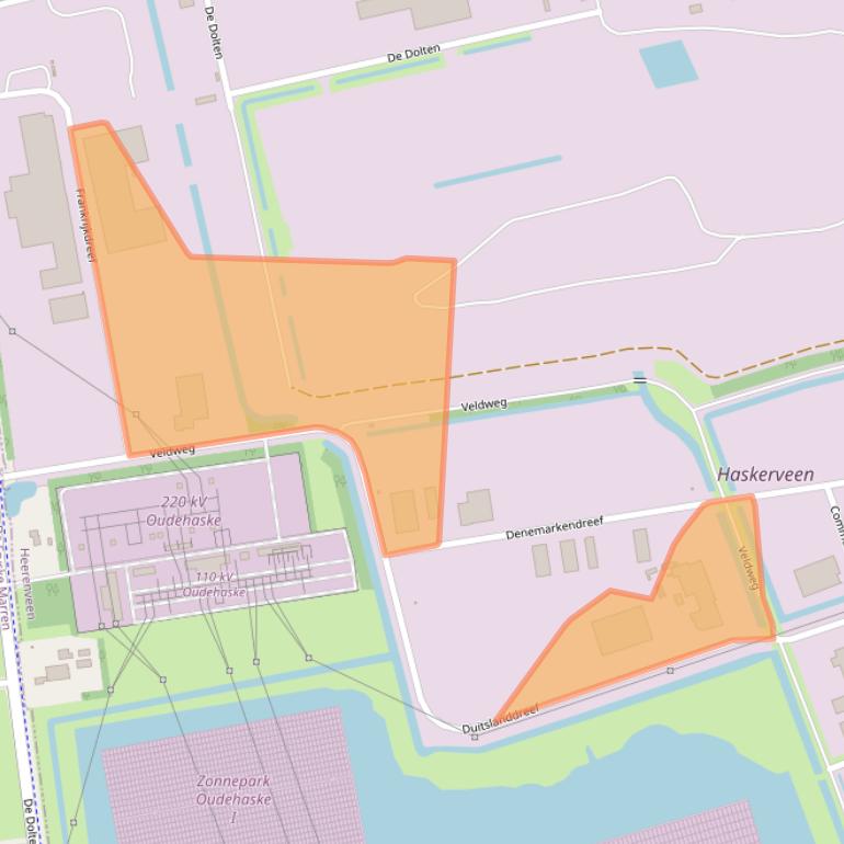 Kaart van postcodegebied 8447SE.