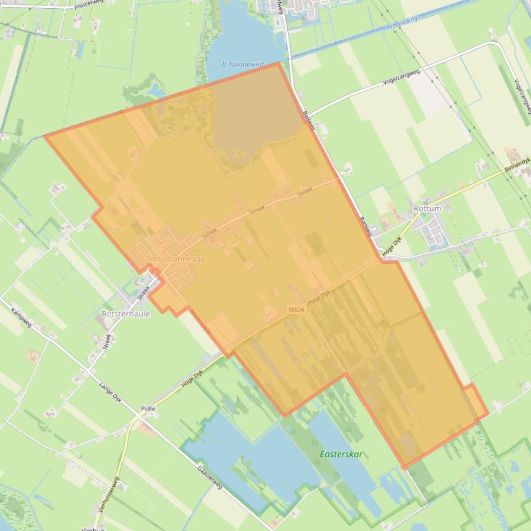 Kaart van postcodegebied 8464.