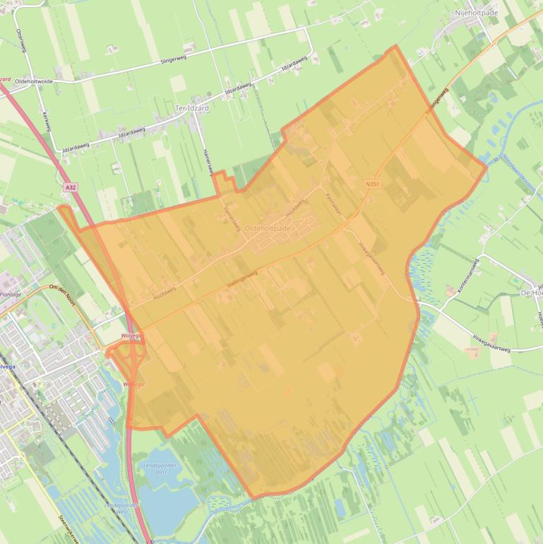 Kaart van postcodegebied 8474.