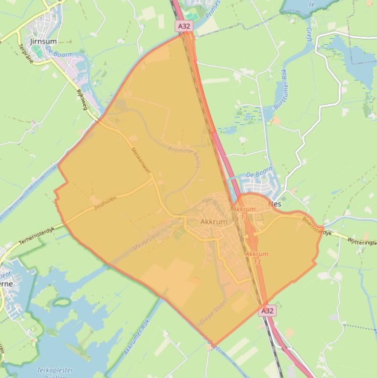 Kaart van postcodegebied 8491.